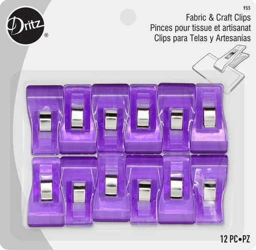 [D-955] Dritz Fabric & Craft Clips -12 Pieces Purple