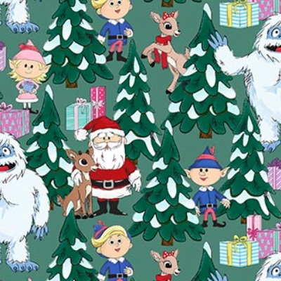 [NOR-RD1004-75] Rudolph the Red-Nosed Reindeer Scene Light Spruce from Northcott Fabrics
