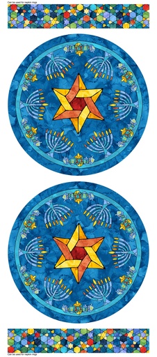 [NOR-C28987-46] Hanukkah Lights Placemat Panel Blue Multi from Northcott Fabrics