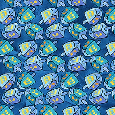 [NOR-DP28984-44] Hanukkah Lights Dreidels Light Blue Multi from Northcott Fabrics