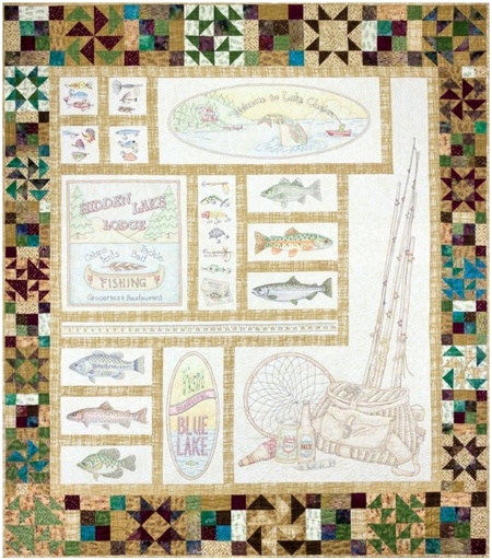 [CAH-2511] Hook, Line, & Sinker BOM Embroidered Quilt Pattern from Crabapple Hill