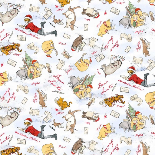 [STE-E-9100-07] Christmas at Pooh Corner Dear Santa Snow from Studio E Fabrics