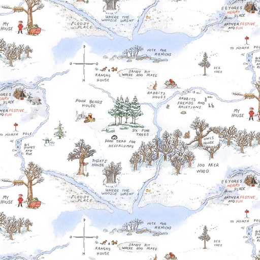 [STE-E-9105-07] Christmas at Pooh Corner Frosted Acre Wood Snow from Studio E Fabrics