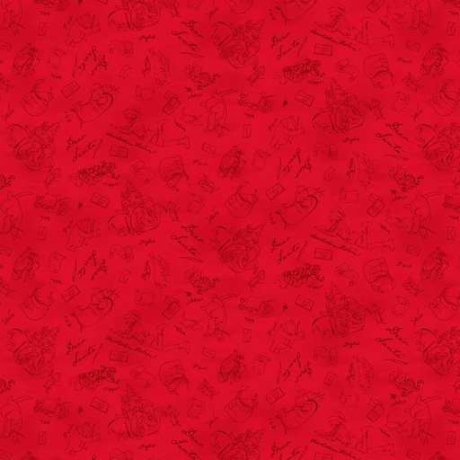 [STE-E-9107-88] Christmas at Pooh Corner Dear Santa Mono Red from Studio E Fabrics