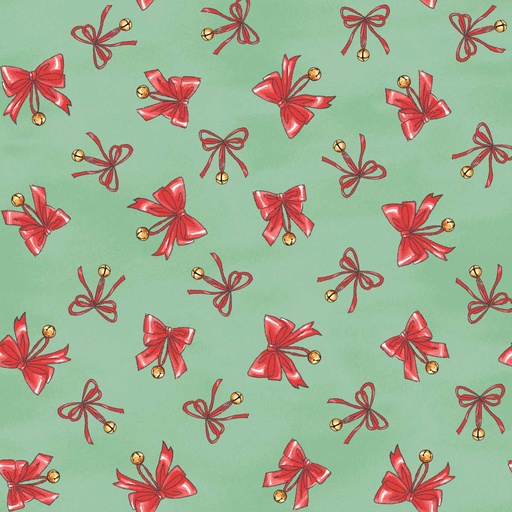 [STE-E-9109-68] Christmas at Pooh Corner Bows Light Green from Studio E Fabrics