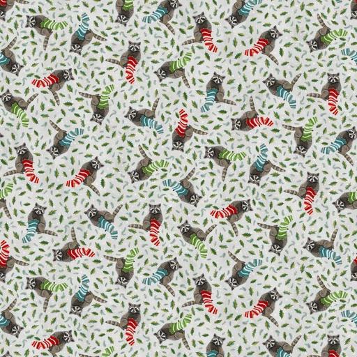 [STE-E-9242-11] Holly Woods Knitting Raccoon Pearl from Studio E Fabrics