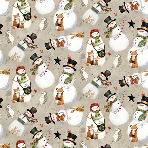 [RB-C17831-NEUTRAL] Northern Christmas Snowmen Neutral by Teresa Kogut from Riley Blake Designs