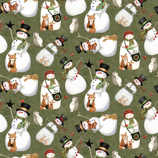 [RB-C17831-GREEN] Northern Christmas Snowmen Green by Teresa Kogut from Riley Blake Designs