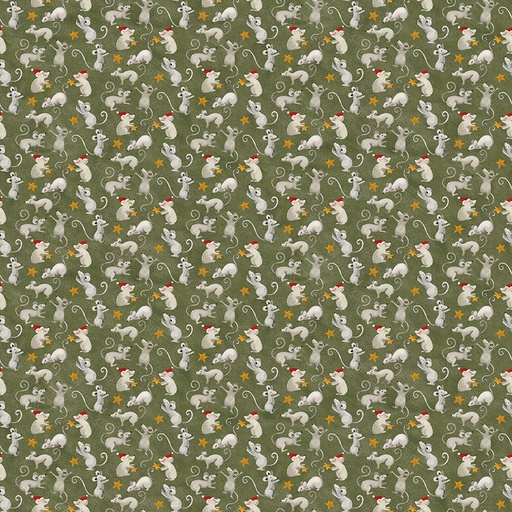 [RB-C17833-GREEN] Northern Christmas Mice Green by Teresa Kogut from Riley Blake Designs