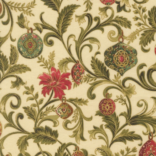 [MOD-33861-11M] Merry Manor Metallic 2025 Floral Vines and Ornaments Cream from Moda Fabrics