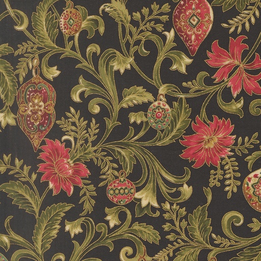 [MOD-33861-14M] Merry Manor Metallic 2025 Floral Vines and Ornaments Ebony from Moda Fabrics
