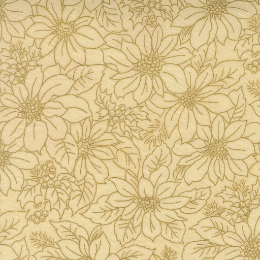 [MOD-33862-11M] Merry Manor Metallic 2025 Poinsettia Damask Cream from Moda Fabrics