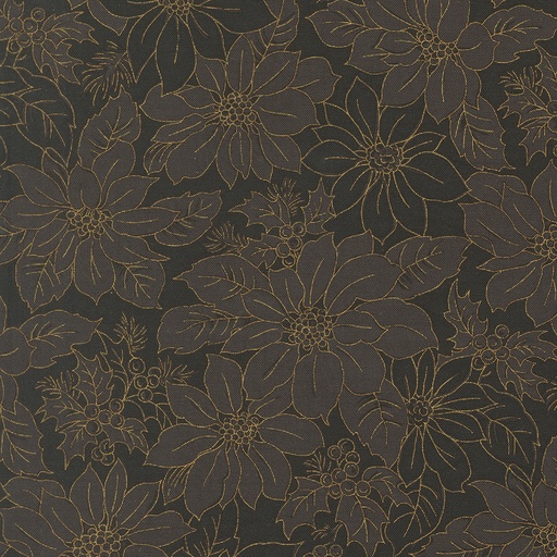 [MOD-33862-14M] Merry Manor Metallic 2025 Poinsettia Damask Ebony from Moda Fabrics