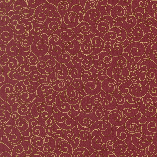 [MOD-33865-12M] Merry Manor Metallic 2025 Metallic Swirls Crimson from Moda Fabrics