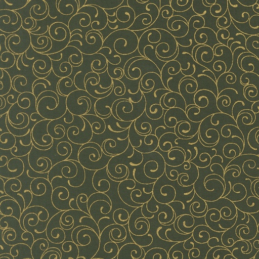 [MOD-33865-13M] Merry Manor Metallic 2025 Metallic Swirls Evergreen from Moda Fabrics