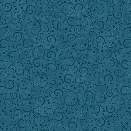 [HG-Q-3609-77] Nordic Holiday Village Mini Swirls Blue by Mary Jane Carey from Henry Glass Fabrics