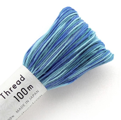 [ST-100C-191] Olympus Sashiko Thread 100m Short-Pitch Variegated Blue & Green