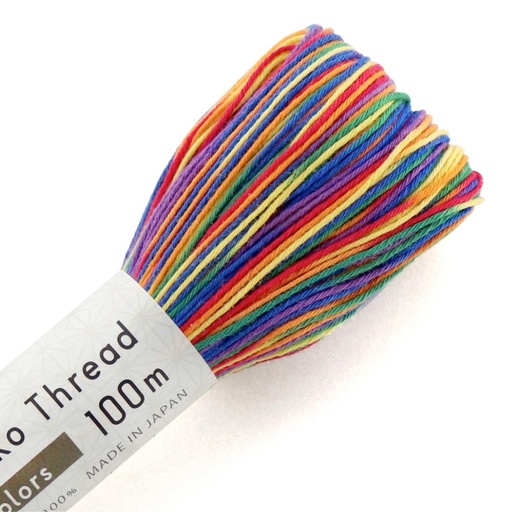 [ST-100M-301] Olympus Sashiko Thread 100m Multi 6 Colors Rainbow