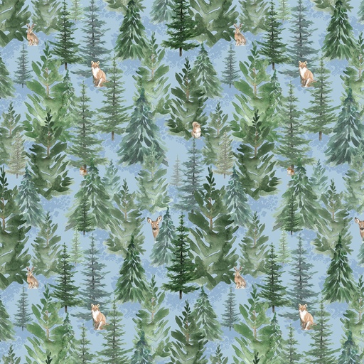 [COW-Y4850-87] Woodland Way Forest Light Denim by Beth Grove from Clothworks