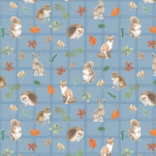 [COW-Y4851-88] Woodland Way Animals Denim by Beth Grove from Clothworks
