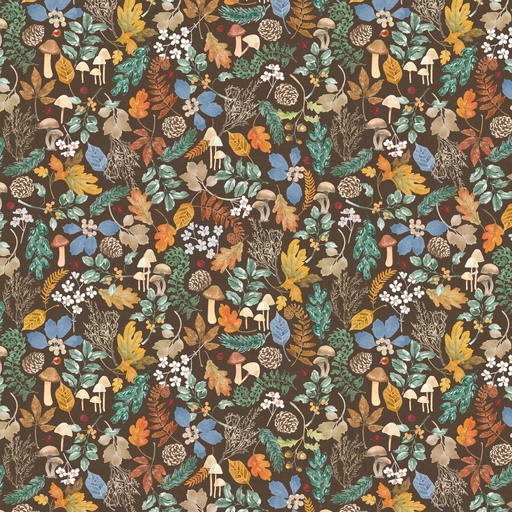 [COW-Y4852-15] Woodland Way Foliage Brown by Beth Grove from Clothworks