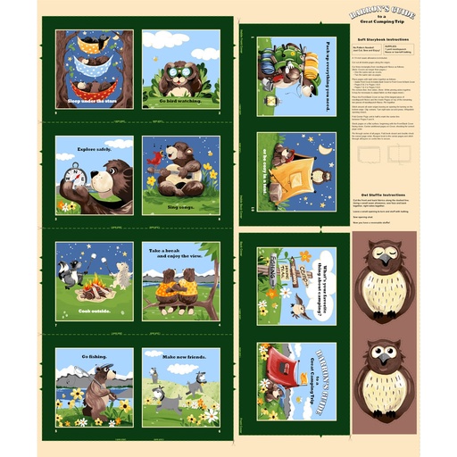 [SSB-SB20453-820] Barron Goes Camping 36" Storybook Panel Green by Susy Bleasby from SusyBee