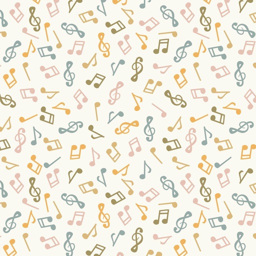 [BLAN-4835-41] Nursery Rhyme Time Musical Notes Ivory by Oleander Studio from Blank Quilting