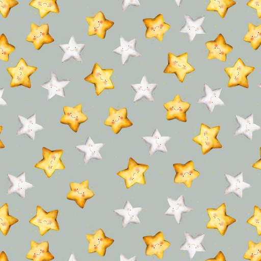[BLAN-4836-79] Nursery Rhyme Time Tossed Stars Light Gray by Oleander Studio from Blank Quilting