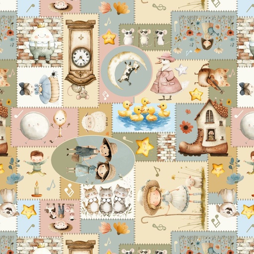 [BLAN-4842-41] Nursery Rhyme Time Nursery Rhyme Patchwork Ivory by Oleander Studio from Blank Quilting