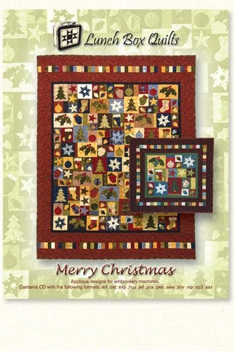 [LBQ-QPMC1] Merry Christmas Embroidery Pattern From Lunch Box Quilts