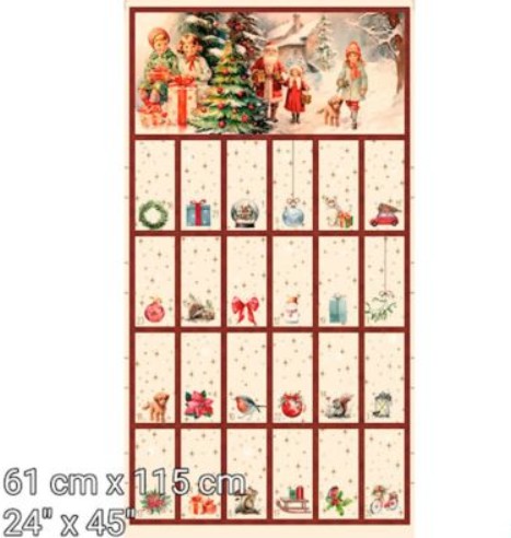 [STOF-4504P-172] Vintage Christmas Advent Calendar Panel Cream from Stof Fabrics
