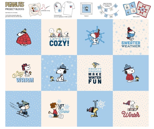 [NOR-P1029-10] Peanuts Frosty Friends Project Blocks Panel White Multi from Northcott