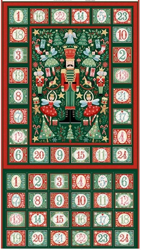 [MU-228-G] The Nutcracker Advent Calendar Panel by Makower, UK
