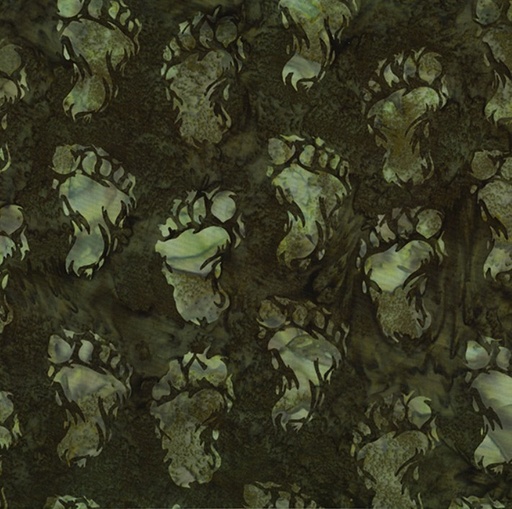 [HOF-X2642-96-OLIVE] Big Foot Footprints on Olive Bali Batik from Hoffman Fabrics