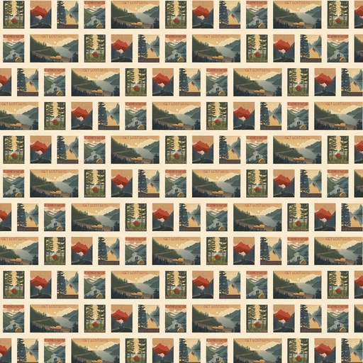 [LUM-W135-023-035] Paddle & Pine Posters Multi from White Owl Textiles