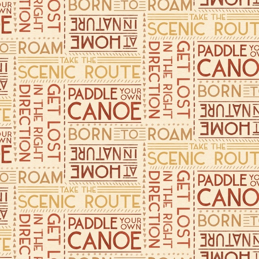 [LUM-W135-027-032] Paddle & Pine Words Cream/Red from White Owl Textiles