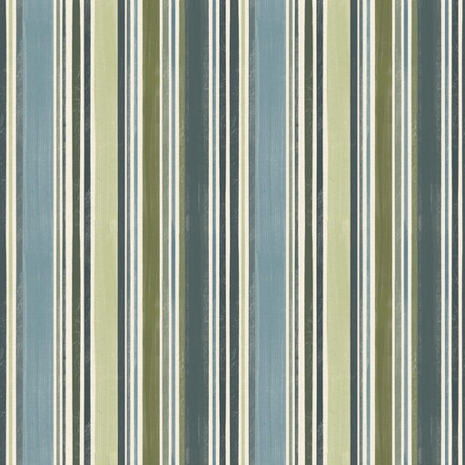 [LUM-W135-029-565] Paddle & Pine Stripes Blue/Green from White Owl Textiles