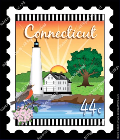 [ZEB-80048M] State Stamp: Connecticut Mini Panel from Zebra Patterns