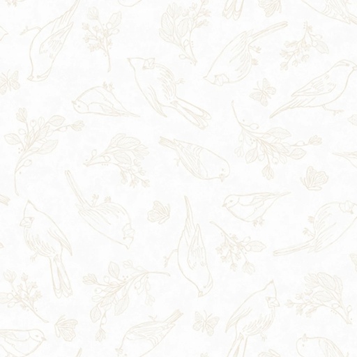 [STE-9277-04] Unexpected Red Fine Line Birds White by Rebecca Canale from Studio E Fabrics
