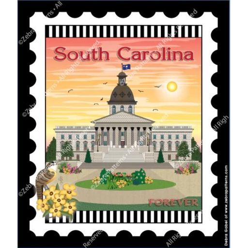 [ZEB-80072M] State Stamp: South Carolina Mini Panel from Zebra Patterns