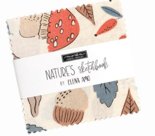 [MOD-39070-MC] Nature's Sketchbook Mini Charm Pack By Elena Amo For Moda Fabrics