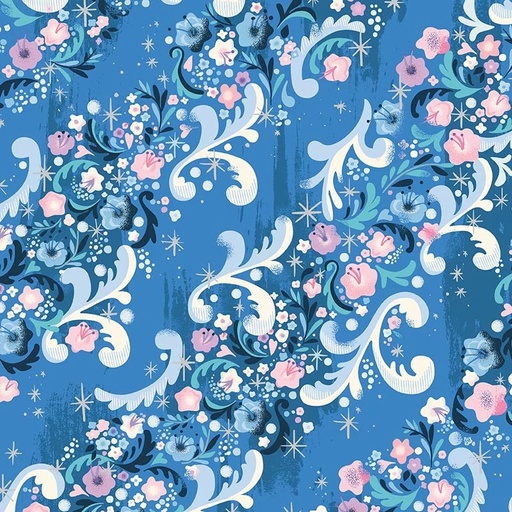 [RB-SC18074-BLUEBERRY] Wishes Cindy's Flowers Blueberry Sparkle by Jill Howarth from Riley Blake