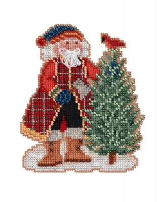 [WIC-MH202231] Scotch Pine Santa Cross Stitch & Bea Kit