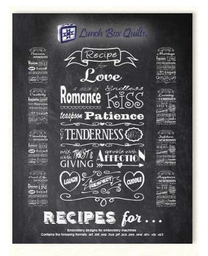 [LBQ-ECRLDD] Recipe for Life Embroidery Designs from Lunch Box Quilts