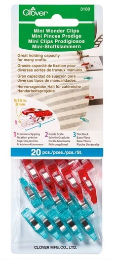 [CL-3188] Mini Wonder Clips in Red and Blue from Clover, 20 Pack