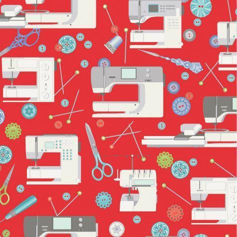 [BEN-3400B-15] Bernina Logo Sewing Machine Bernina Red from Benartex