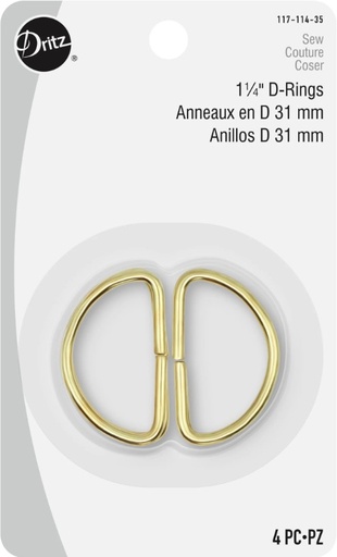[DRI-117114-35] Dritz Gold 1.25 Inch D-Rings