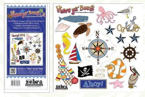 [ZEB-NAUTSTICK] Where Ya Been Nautical Fabric Sticker Panel From Zebra Patterns