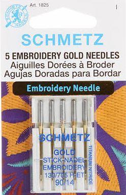 [SCHM-1825] Schmetz Embroidery Gold Titanium Needles 90/14, 5 Pc
