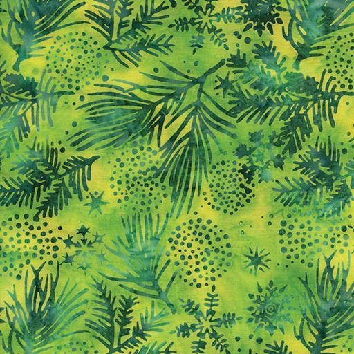 [IB-121628612] Merry & Bright Lemon Lime Sprigs/Snowballs By Island Batik